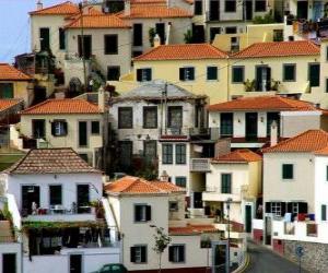 yapboz Câmara de Lobos ve köy Tipik evleri - Madeira - (Portekiz)